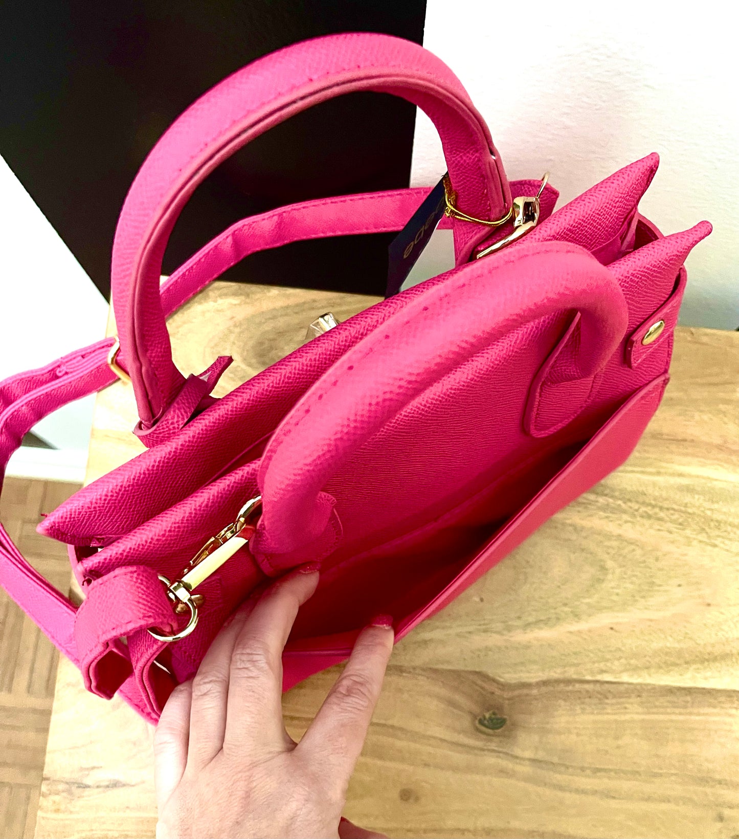 Bebe Crossbody Satchel- Hot Pink
