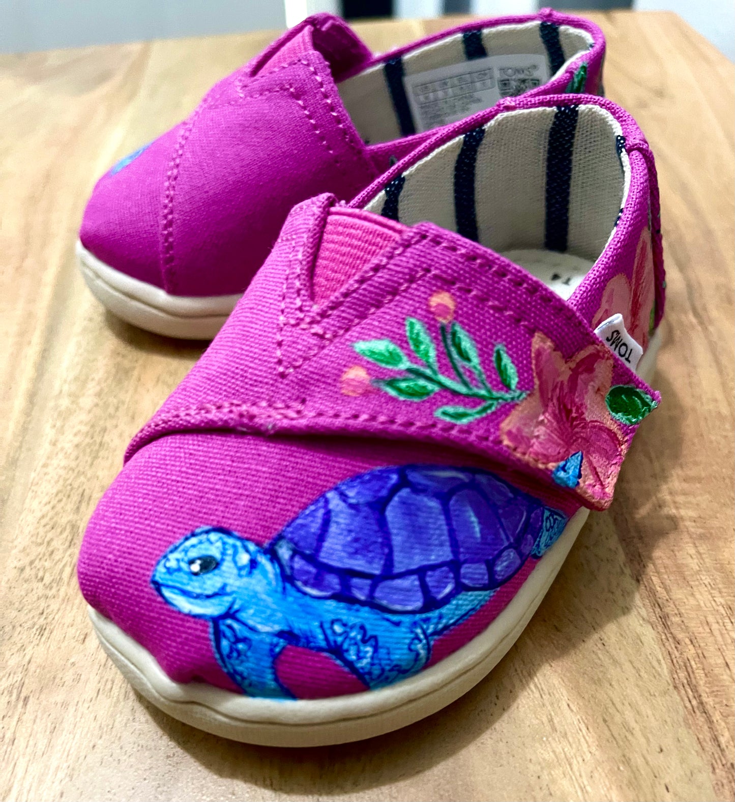 Pink Floral Toms Slip Ons- Toddler