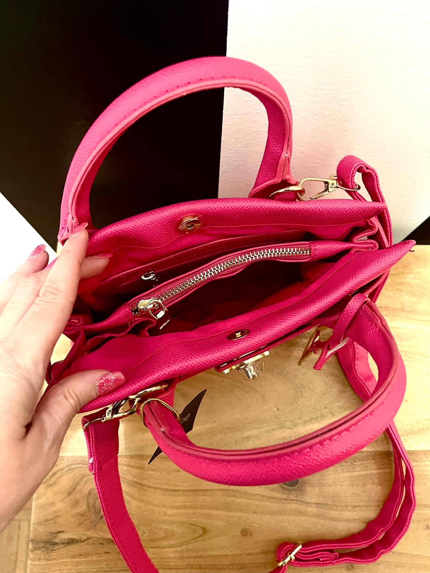 Bebe Crossbody Satchel- Hot Pink
