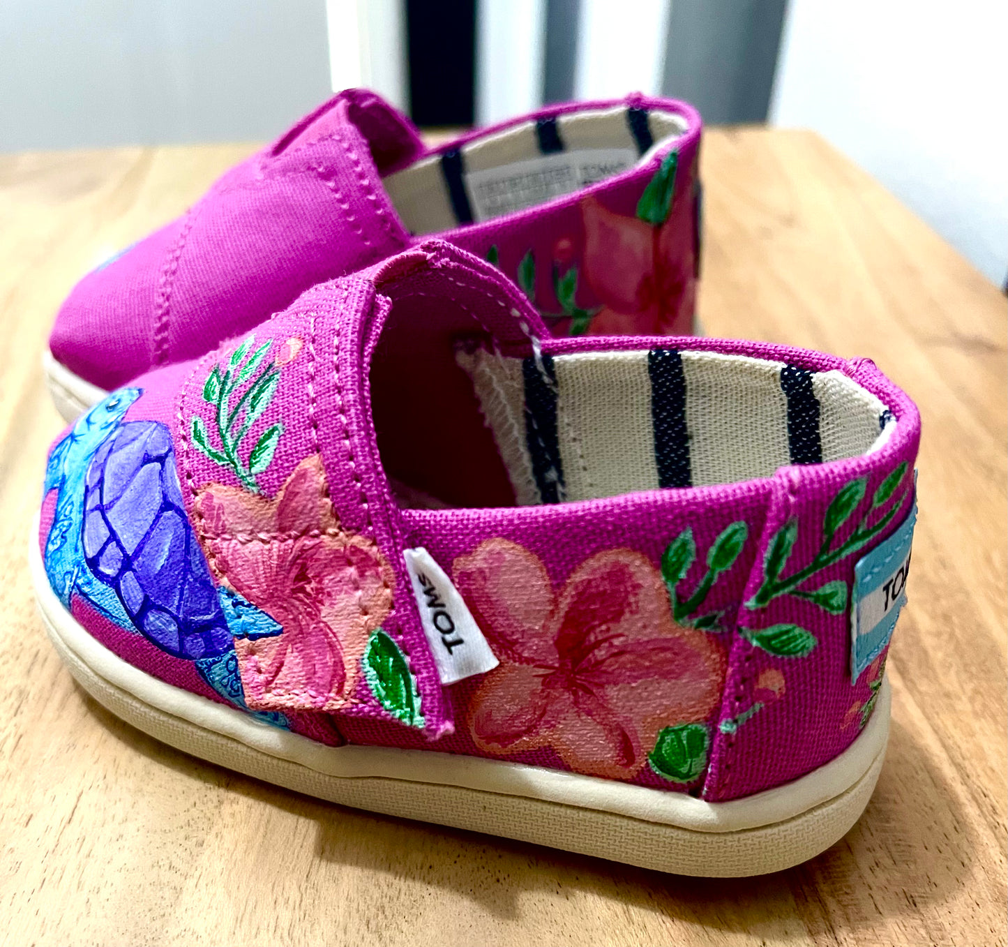Pink Floral Toms Slip Ons- Toddler