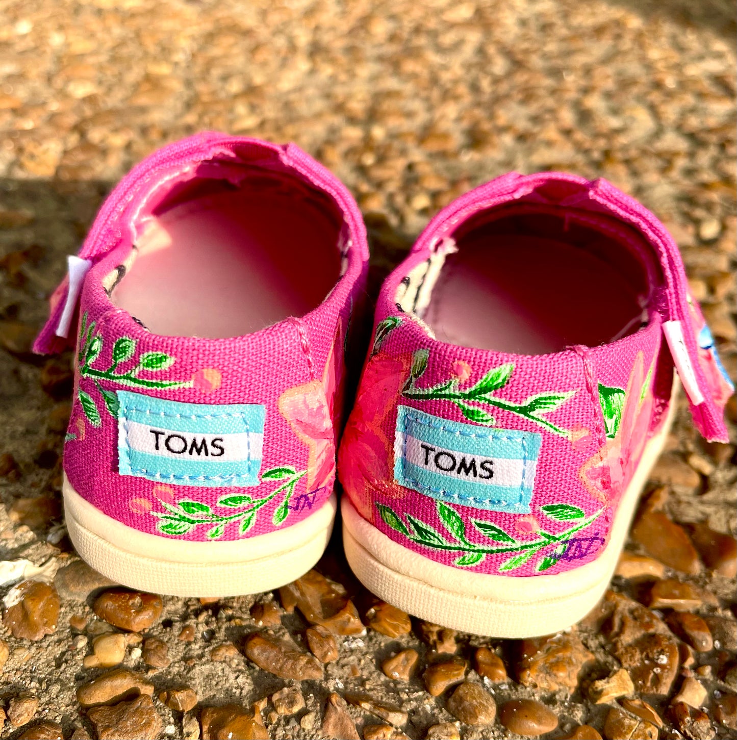 Pink Floral Toms Slip Ons- Toddler